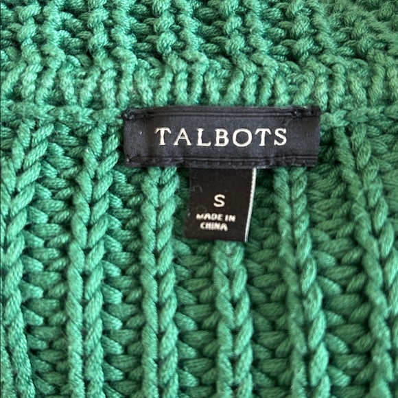 Talbots Pine Green Full Collar Cotton Sweater - Picture 5 of 6
